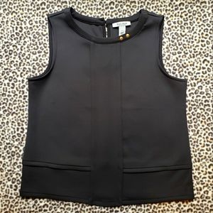 WHBM Solid Black Sleeveless Stretchy Modest Tank Top Shell, Size Large, GUC